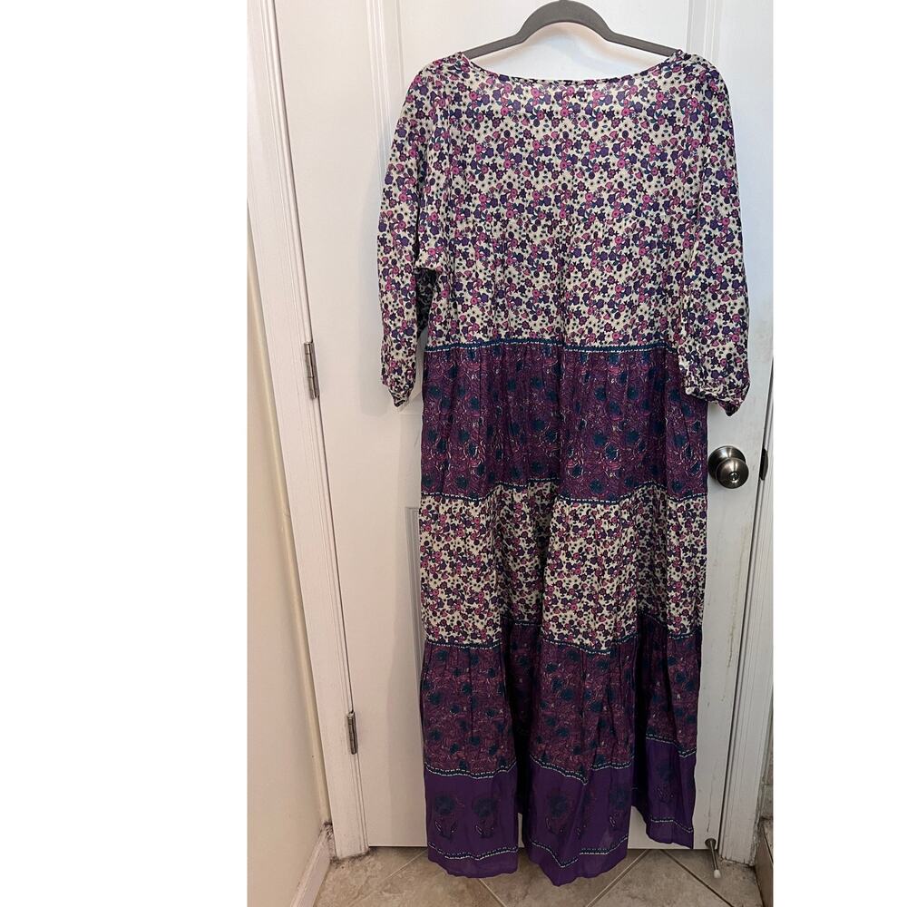 Natural Life Rebecca Maxi Dress M purple boho Ditsy floral print Cottage Prairie - Picture 3 of 10